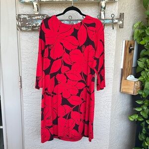 Floral Red and Black Dress